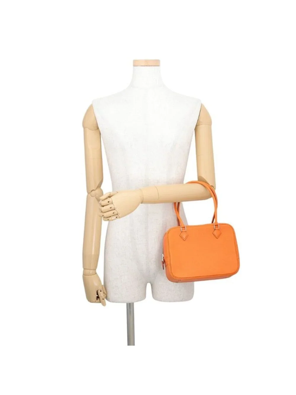 Hermes Handbag Plume Mini Orange Silver Chevre Mysore Bag